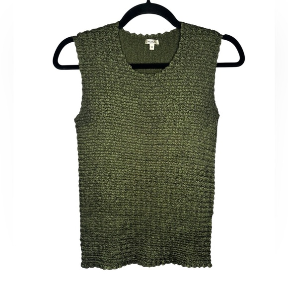 Y2K VTG Nicola Green Rouche Popcorn Tank Top Blouse Size Medium - Picture 1 of 10